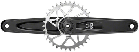 SRAM Eagle 90 T-Type Wide Crankset - 175mm 12-Speed 32t Chainring Direct Mount 2-Guards DUB Spindle Interface Black/Silver