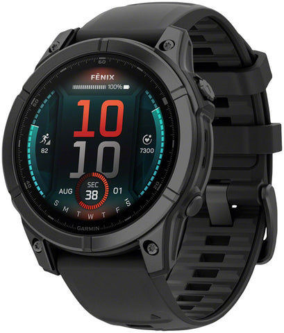 Garmin fenix E Smartwatch - 47mm AMOLED Slate Gray Steel with Black Silicone Band