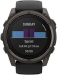 Garmin fenix 8 Smartwatch - 51mm Solar Sapphire Carbon Gray DLC Titanium with Black/Pebble Gray Silicone