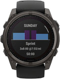 Garmin fenix 8 Smartwatch - 51mm Solar Sapphire Carbon Gray DLC Titanium with Black/Pebble Gray Silicone