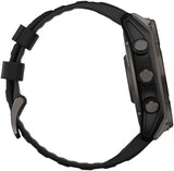 Garmin fenix 8 Smartwatch - 51mm Solar Sapphire Carbon Gray DLC Titanium with Black/Pebble Gray Silicone