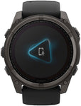 Garmin fenix 8 Smartwatch - 51mm Solar Sapphire Carbon Gray DLC Titanium with Black/Pebble Gray Silicone