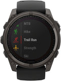 Garmin fenix 8 Smartwatch - 51mm Solar Sapphire Carbon Gray DLC Titanium with Black/Pebble Gray Silicone