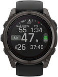 Garmin fenix 8 Smartwatch - 51mm Solar Sapphire Carbon Gray DLC Titanium with Black/Pebble Gray Silicone
