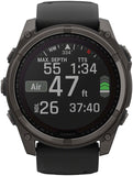 Garmin fenix 8 Smartwatch - 51mm Solar Sapphire Carbon Gray DLC Titanium with Black/Pebble Gray Silicone