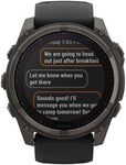 Garmin fenix 8 Smartwatch - 51mm Solar Sapphire Carbon Gray DLC Titanium with Black/Pebble Gray Silicone