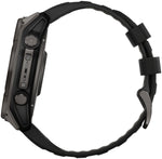 Garmin fenix 8 Smartwatch - 51mm Solar Sapphire Carbon Gray DLC Titanium with Black/Pebble Gray Silicone