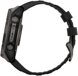 Garmin fenix 8 Smartwatch - 51mm Solar Sapphire Carbon Gray DLC Titanium with Black/Pebble Gray Silicone