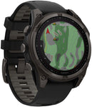 Garmin fenix 8 Smartwatch - 47mm Solar Sapphire Carbon Gray DLC Titanium with Black/Pebble Gray Silicone