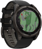 Garmin fenix 8 Smartwatch - 47mm Solar Sapphire Carbon Gray DLC Titanium with Black/Pebble Gray Silicone