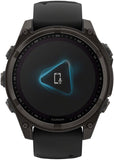 Garmin fenix 8 Smartwatch - 47mm Solar Sapphire Carbon Gray DLC Titanium with Black/Pebble Gray Silicone
