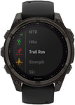 Garmin fenix 8 Smartwatch - 47mm Solar Sapphire Carbon Gray DLC Titanium with Black/Pebble Gray Silicone