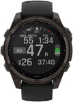Garmin fenix 8 Smartwatch - 47mm Solar Sapphire Carbon Gray DLC Titanium with Black/Pebble Gray Silicone