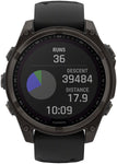 Garmin fenix 8 Smartwatch - 47mm Solar Sapphire Carbon Gray DLC Titanium with Black/Pebble Gray Silicone