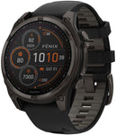 Garmin fenix 8 Smartwatch - 47mm Solar Sapphire Carbon Gray DLC Titanium with Black/Pebble Gray Silicone