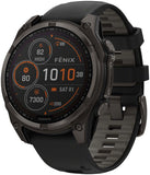 Garmin fenix 8 Smartwatch - 47mm Solar Sapphire Carbon Gray DLC Titanium with Black/Pebble Gray Silicone