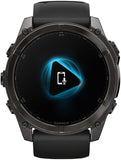 Garmin fenix 8 Smartwatch - 51mm AMOLED Sapphire Carbon Gray DLC Titanium with Black/Pebble Gray Silicone