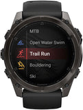 Garmin fenix 8 Smartwatch - 51mm AMOLED Sapphire Carbon Gray DLC Titanium with Black/Pebble Gray Silicone