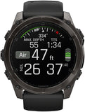 Garmin fenix 8 Smartwatch - 51mm AMOLED Sapphire Carbon Gray DLC Titanium with Black/Pebble Gray Silicone