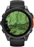 Garmin fenix 8 Smartwatch - 47mm AMOLED Sapphire Carbon Gray DLC Titanium with Black/Pebble Gray Silicone
