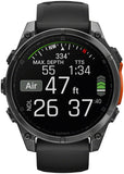 Garmin fenix 8 Smartwatch - 47mm AMOLED Sapphire Carbon Gray DLC Titanium with Black/Pebble Gray Silicone