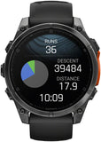 Garmin fenix 8 Smartwatch - 47mm AMOLED Sapphire Carbon Gray DLC Titanium with Black/Pebble Gray Silicone