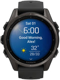 Garmin fenix 8 Smartwatch - 43mm AMOLED Sapphire Carbon Gray DLC Titanium with Black/Pebble Gray Silicone