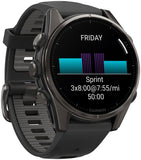 Garmin fenix 8 Smartwatch - 43mm AMOLED Sapphire Carbon Gray DLC Titanium with Black/Pebble Gray Silicone