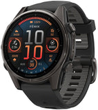 Garmin fenix 8 Smartwatch - 43mm AMOLED Sapphire Carbon Gray DLC Titanium with Black/Pebble Gray Silicone