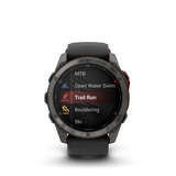 Garmin fenix 8, 51 mm, MicroLED, Sapphire, Carbon Gray DLC Titanium with Black/Pebble Gray Silicone Band