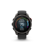 Garmin fēnix 8 Pro – 47 mm, AMOLED, Sapphire, Carbon Gray DLC Titanium with Black/Pebble Gray Silicone Band