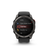 Garmin fēnix 8 Pro – 51 mm, AMOLED, Sapphire, Carbon Gray DLC Titanium with Black/Pebble Gray Silicone Band