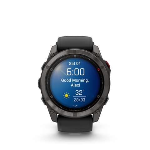 Garmin fēnix 8 Pro – 51 mm, AMOLED, Sapphire, Carbon Gray DLC Titanium with Black/Pebble Gray Silicone Band