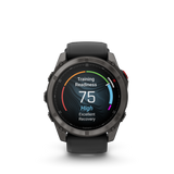 Garmin fēnix 8 Pro – 51 mm, AMOLED, Sapphire, Carbon Gray DLC Titanium with Black/Pebble Gray Silicone Band