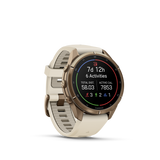 Garmin fenix 9 Pro – 43 mm Autumn Gold Titanium with Cream/French Gray Silicone Band