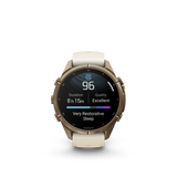 Garmin fenix 9 Pro – 43 mm Autumn Gold Titanium with Cream/French Gray Silicone Band