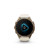 Garmin fenix 9 Pro – 43 mm Autumn Gold Titanium with Cream/French Gray Silicone Band