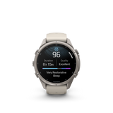 Garmin fenix 9 Pro – 43 mm Titanium with Fog Gray/Dark Sandstone Silicone Band