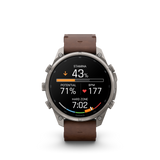 Garmin fenix 9 Pro – inReach, 47 mm Titanium with Walnut Leather Band