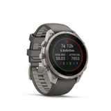 Garmin fenix 9 Pro – Solar, 47 mm Titanium with Pebble Gray/Silver Gray Silicone Band