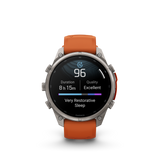 Garmin fenix 9 Pro – 47 mm Titanium with Autumn Orange/Spark Orange Silicone Band