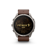 Garmin fenix 9 Pro – inReach, 51 mm Titanium with Walnut Leather Band