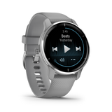 Garmin Venu 2 Plus, Silver Stainless Steel Bezel with Powder Gray Case and Silicone Band