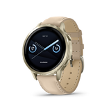 Garmin Venu 4 – 41 mm Lunar Gold with Bone Silicone Band and Light Sand Leather Band