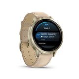 Garmin Venu 4 – 41 mm Lunar Gold with Bone Silicone Band and Light Sand Leather Band