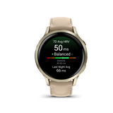 Garmin Venu 4 – 41 mm Lunar Gold with Bone Silicone Band and Light Sand Leather Band