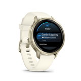 Garmin Venu 4 – 41 mm Lunar Gold with Bone Silicone Band
