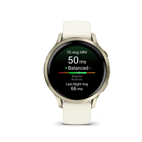 Garmin Venu 4 – 41 mm Lunar Gold with Bone Silicone Band