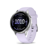 Garmin Venu 4 – 41 mm Silver with Periwinkle Silicone Band