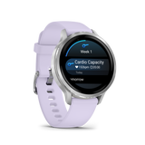 Garmin Venu 4 – 41 mm Silver with Periwinkle Silicone Band